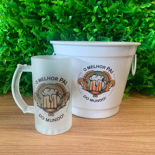 Kit balde + caneco chopp - o melhor pai do mundo - KIT256