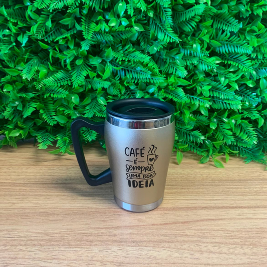 Copo Térmico Café É Sempre Preta 330ml – Caneca para Café e Bebidas Quentes