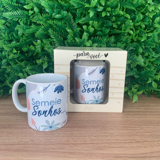 Caneca 300 ml c/ caixa - semeie sonhos - CA812