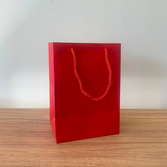 Sacola para Presente Pequena Vermelha com Frente Transparente – Kit com 3 Unidades