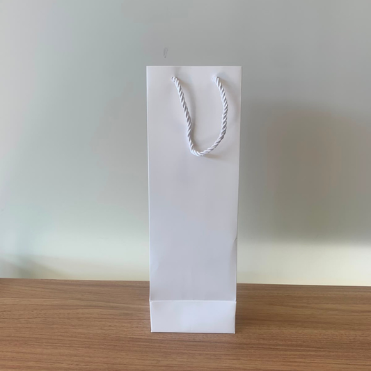 Sacola para Presente e Vinho de Papel Branco com Hot Stamping