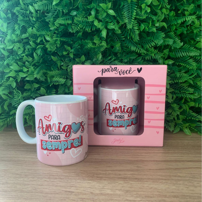 Caneca 300 ml c/ caixa - amigas para sempre - CA552
