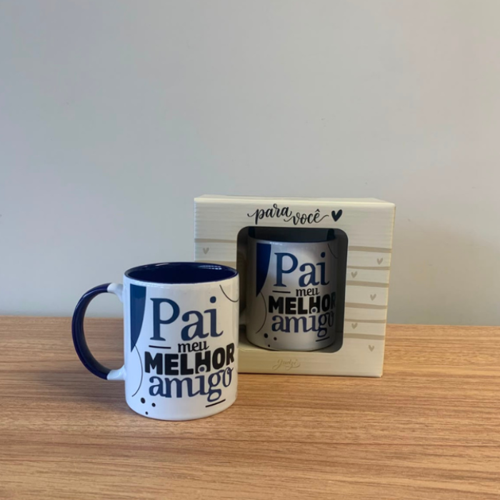 Caneca cerâmica 300 ml color azul - pai meu melhor amigo - CA894