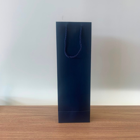 Sacola para Presente e Vinho de Papel Azul com Hot Stamping