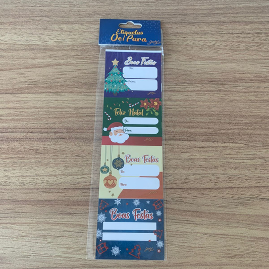 Etiqueta de/para natal - cartela com 8 unidades | 50 cartelas