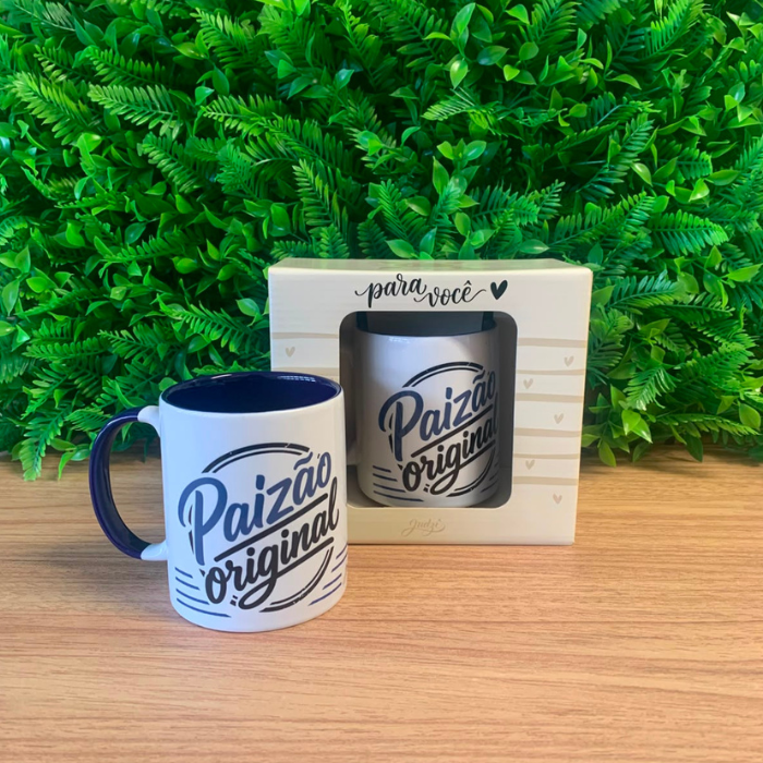 Caneca cerâmica 300 ml color azul - pai meu melhor amigo - CA894