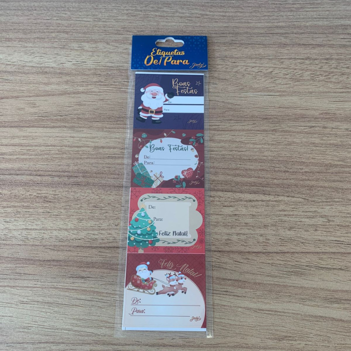Etiqueta de Para Natal Cartela com 8 Unidades Kit com 50 Cartelas para Presentes