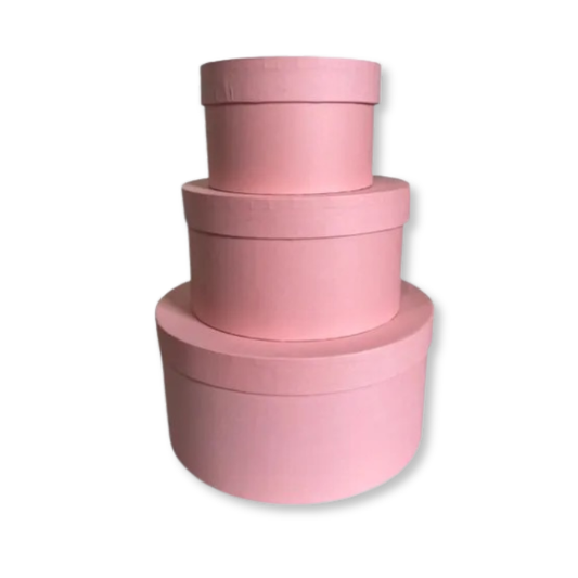 Caixa box redonda cartonada - Rosa BR03 | 3 Unidades
