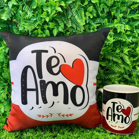 Caneca + Almofada quadrada - Te amo - KIT244