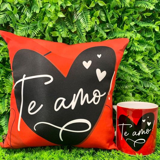 Caneca + Almofada quadrada - Te amo - KIT138