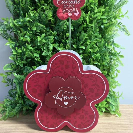 Box Flower Para Flores e Presentes com Plaquinha Decorativa | 3 Unidades - CHF01 Marsala