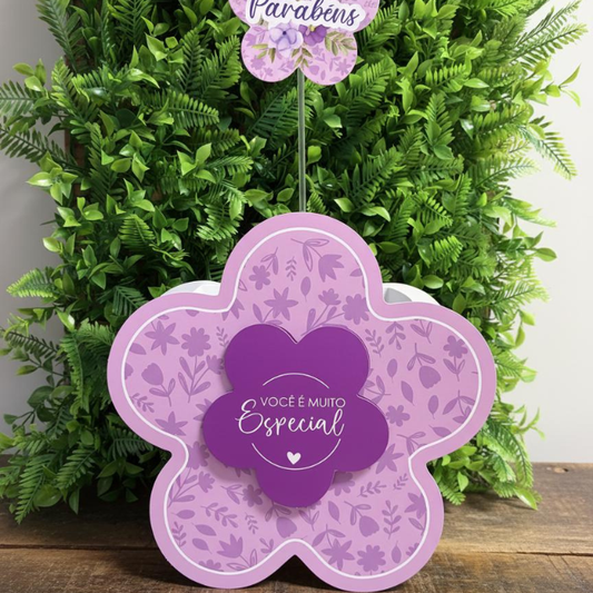 Box Flower para Flores e Presentes com Plaquinha Decorativa | 3 unidades - CHF02 Lilás
