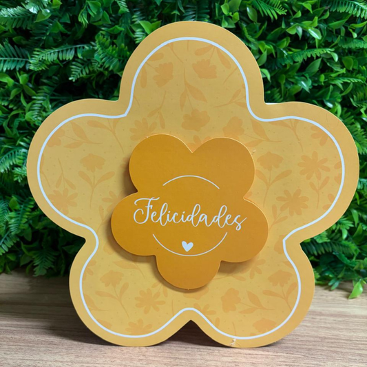 Box Flower Para Flores e Presentes com Plaquinha Decorativa 3 Unidades - CHF04  Amarelo