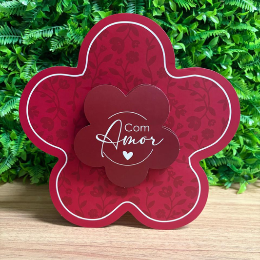 Box Flower Para Flores e Presentes com Plaquinha Decorativa | 3 Unidades - CHF01 Marsala