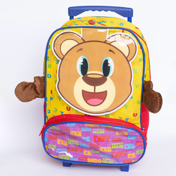 Mochila Baby com Rodinhas Modelo Urso em Poliéster – Mochila Escolar Infantil