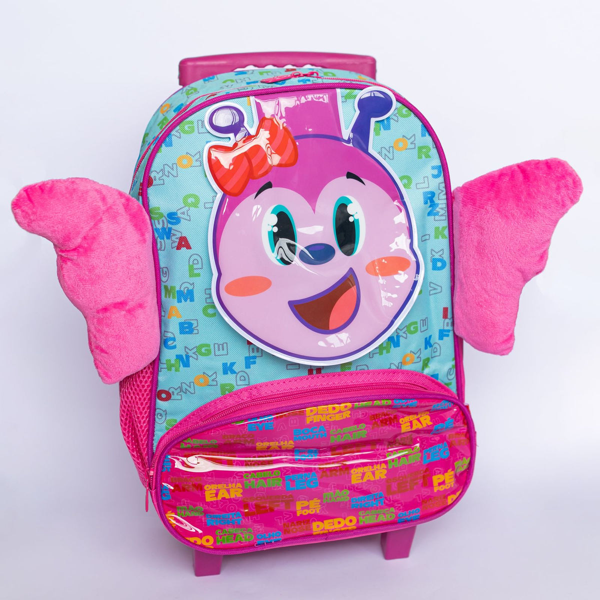 Mochila Baby com Rodinhas Borboleta em Poliéster 40x30x15 cm