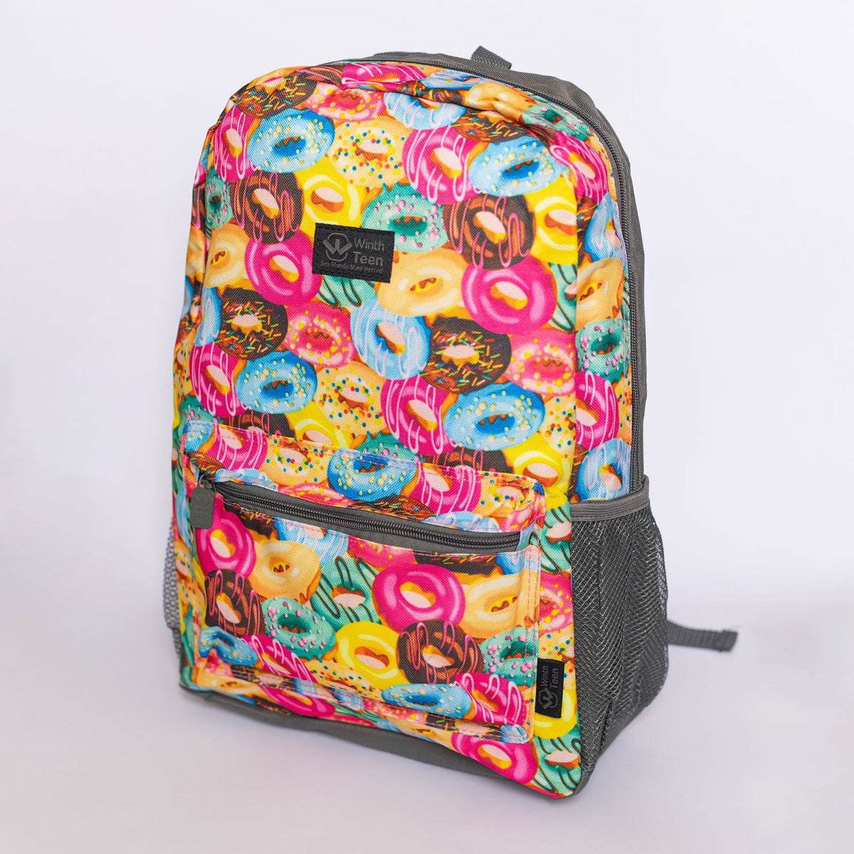 Kit Mochila Juvenil Estampada Donuts com Estojo e Lancheira – Kit Escolar Infantil