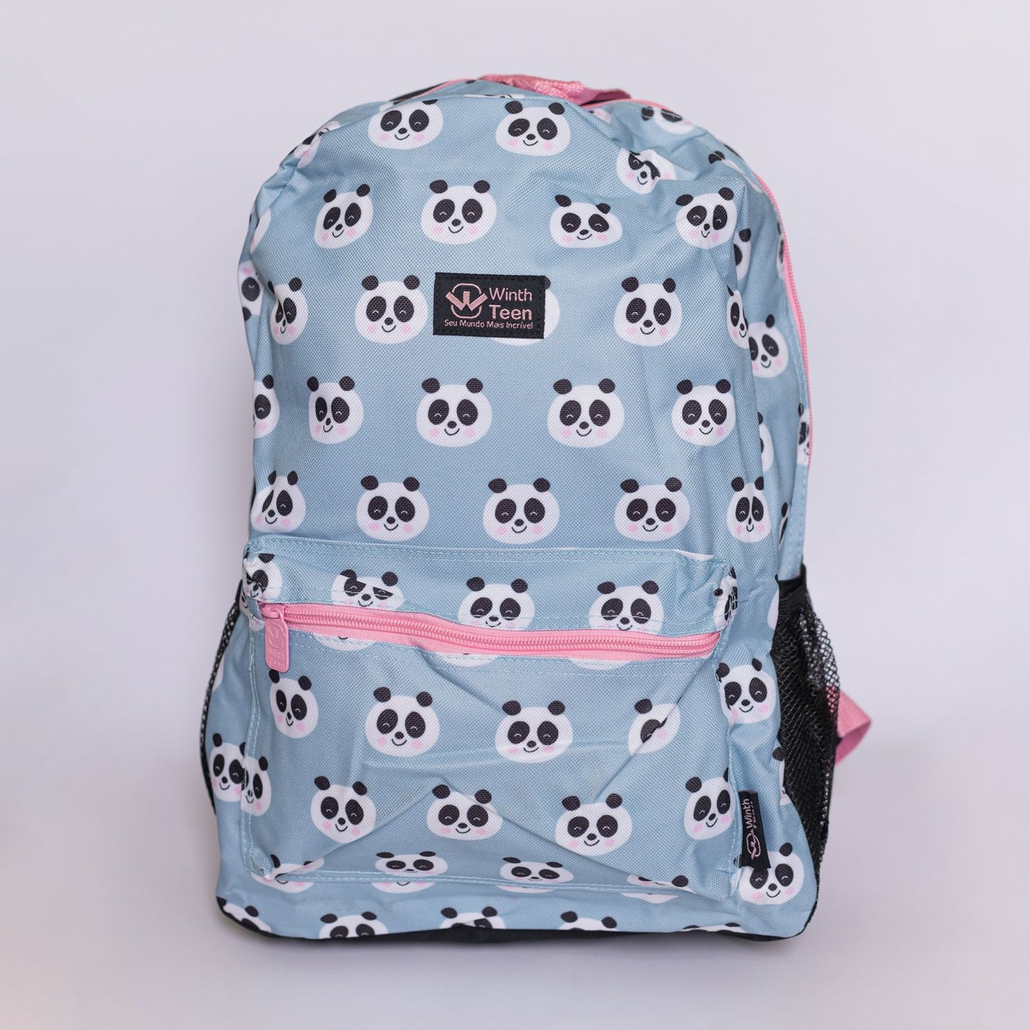 Kit Mochila Juvenil Estampada Panda com Estojo e Lancheira em Poliéster 16 Litros – Kit Escolar