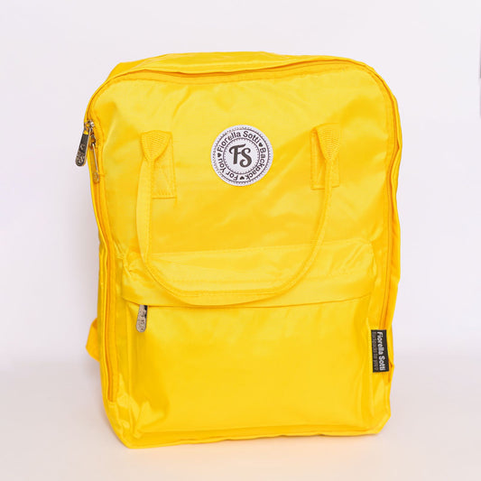 Mochila Quadrada Amarela em Poliéster – Mochila Escolar e Dia a Dia