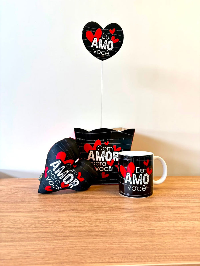 Kit Presente com Cachepô, Plaquinha, Mini Almofada e Caneca Com Amor para Você – KIT903