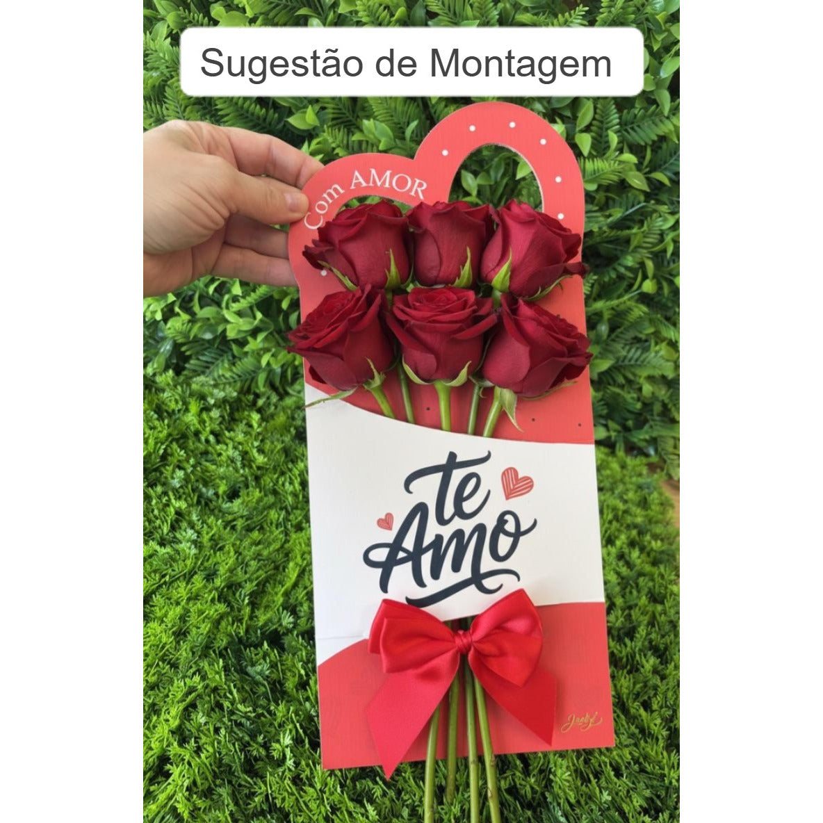 PORTA-FLOR COM ALÇA CORAÇÃO- TE AMO | 3 UNIDADES - PFAC02