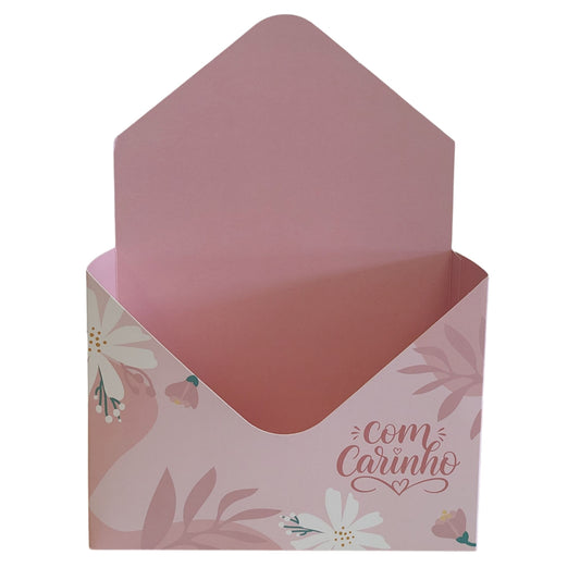 Caixa Envelope Com Carinho Floral para Cestas e Presentes | Kit 3 Unidades CE912
