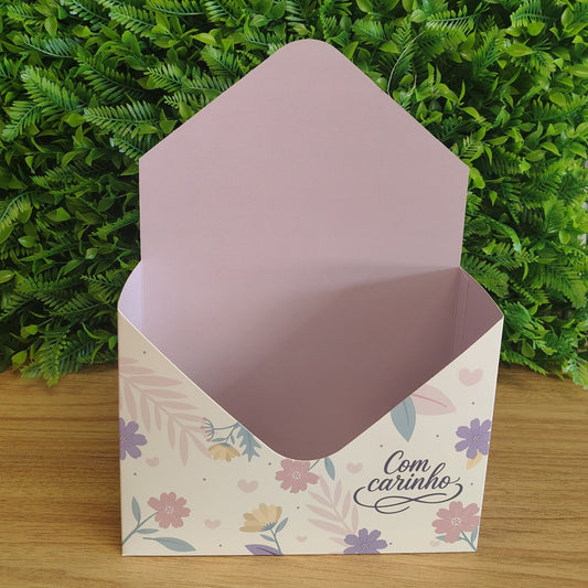 Caixa Envelope Com Carinho Lilás para Cestas e Presentes | Kit 3 Unidades CE900