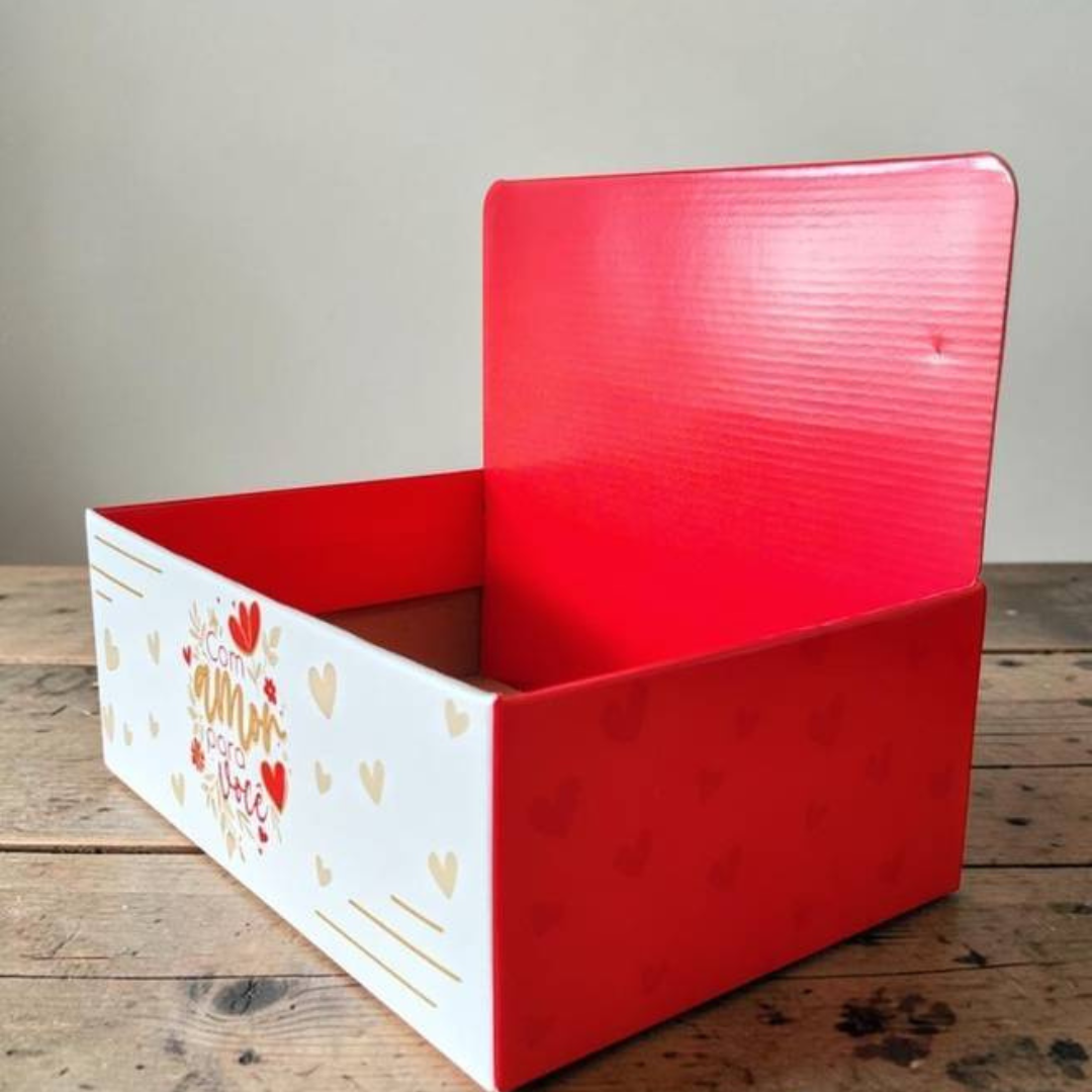 Caixa Display Grande para Cestas e Presentes Com Amor Para Você | Kit 3 Unidades CXD05