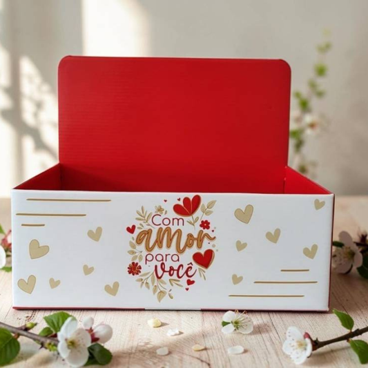 Caixa Display -  Tam G -  Para Cestas e Presentes - Com amor para você | 3 Unidades - CXD05