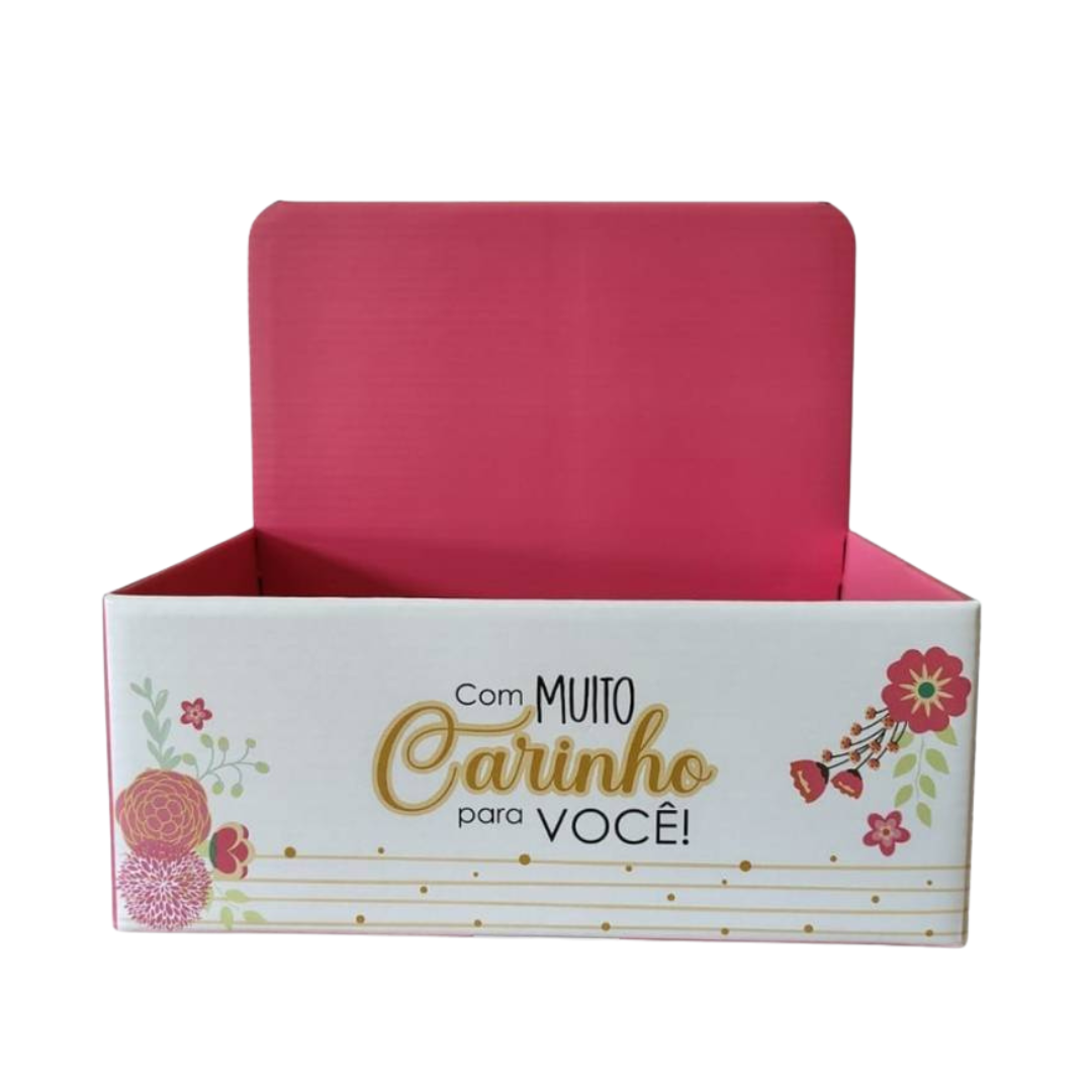 Caixa Display Pequena para Cestas e Presentes Com Carinho para Você | Kit 3 Unidades CXD010