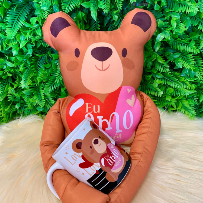Caneca + Almofada grudadinho - Urso - Amo você | KIT791