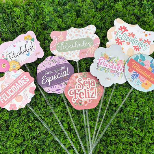 Plaquinhas decorativas felicidades | 30 Unidades